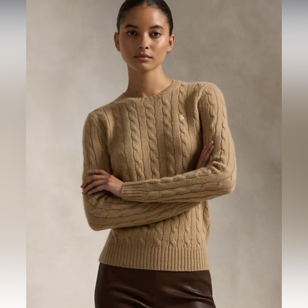 Polo Ralph Lauren Cotton Cable Knit Tan Sweater
